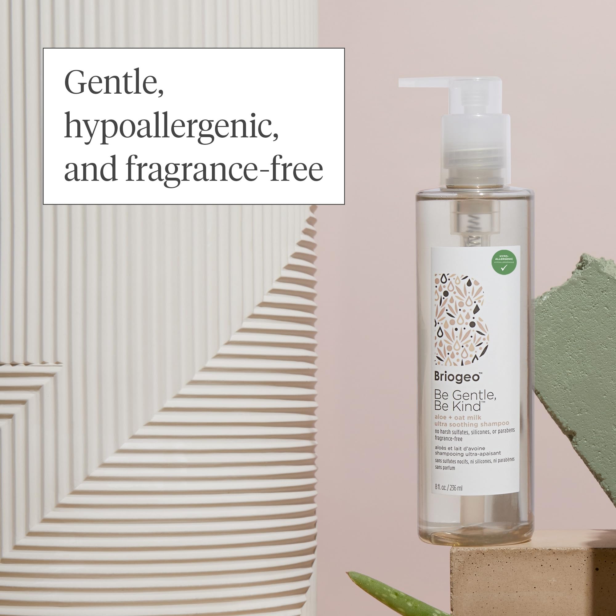 Briogeo Be Gentle, Be Kind Aloe + Oat Milk Ultra Soothing Shampoo, Hypoallergenic and Dermatologist-Approved Shampoo, Fragrance Free, Vegan, Cruelty-Free, 8 fl oz